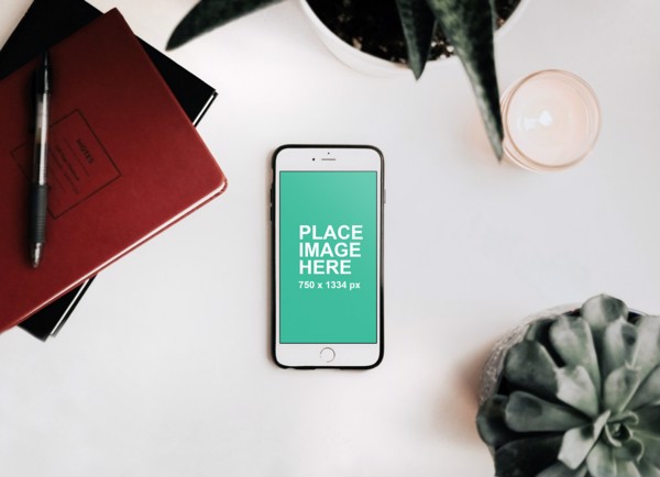 Top view mockup of iPhone 7