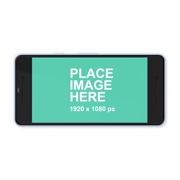 Blue Google Pixel 2 in landscape