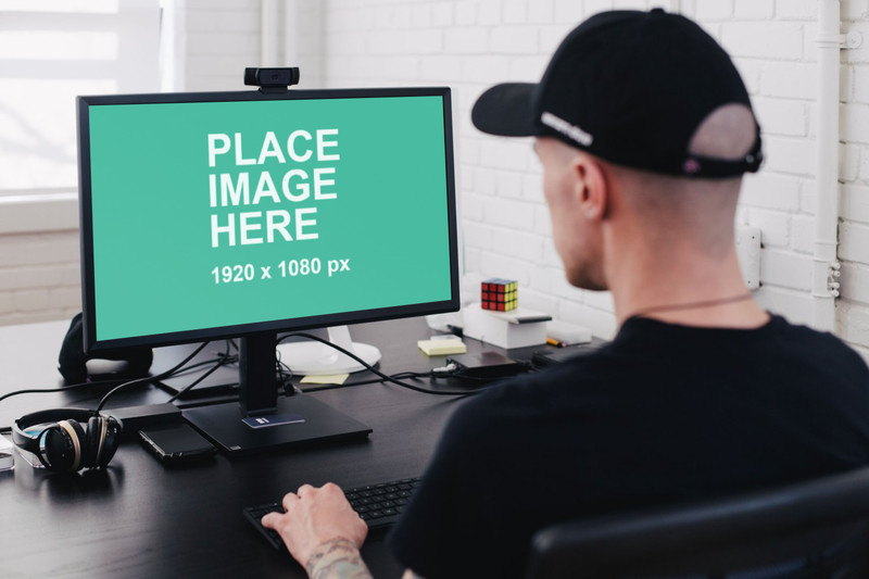 Man working on Desktop PC