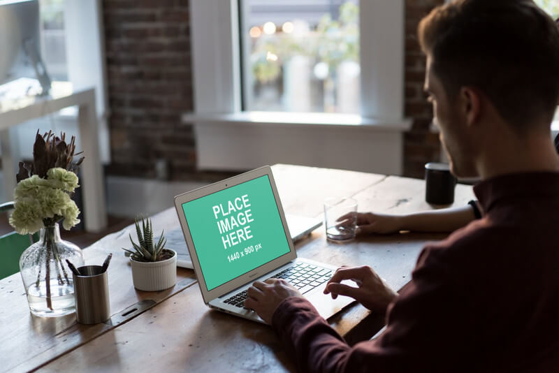 Man working on MacBook Air