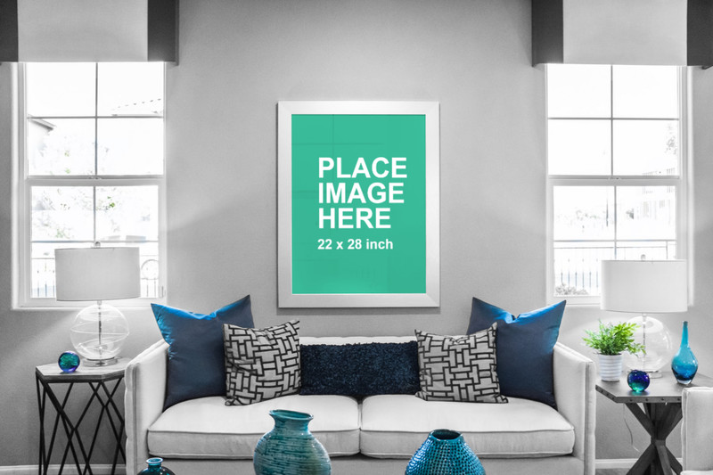 White frame in living room