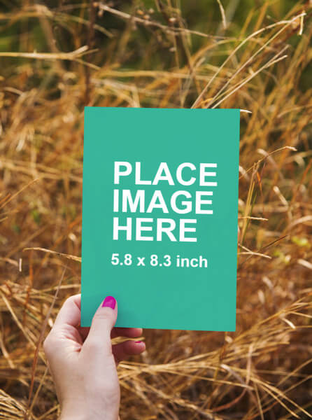 Woman holding A5 paper